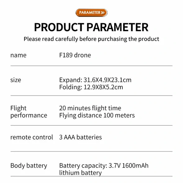 F189 PRO Drone 4K HD Camera Proffesiynol