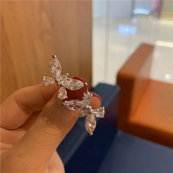 S925 Silver Butterfly Ring Series Micro-Inlaid Zircon