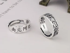 S925 Silver Six-character Mantra Nanmo Amitabha Lucky Ring