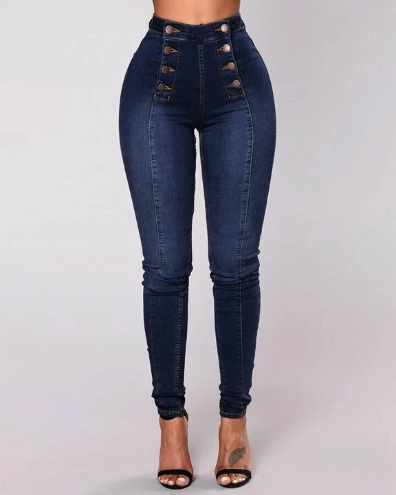 🔥Ultimo giorno 50% DI SCONTO🔥 Jeans skinny a vita alta doppiopetto