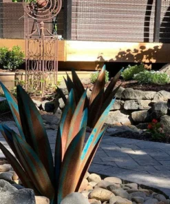 HandMade Painted Metal Century Plant