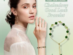 2022 Four Leaf Clover Chalcedony Good Luck Bracelet