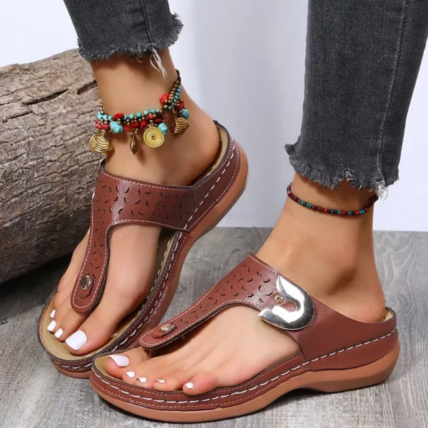 2022 Summer New Women's Decor Kipengele cha Muundo Wedge Flip-Flops