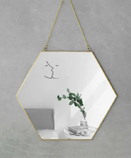 1 Stéck Buedzëmmer hängende Spigel geometreschen Form Nordic Style Einfache hängende Spigel