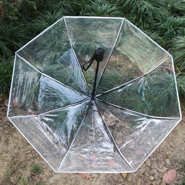 1 Piece Transparent Umbrella Automatic Three Folding Rain Umbrella