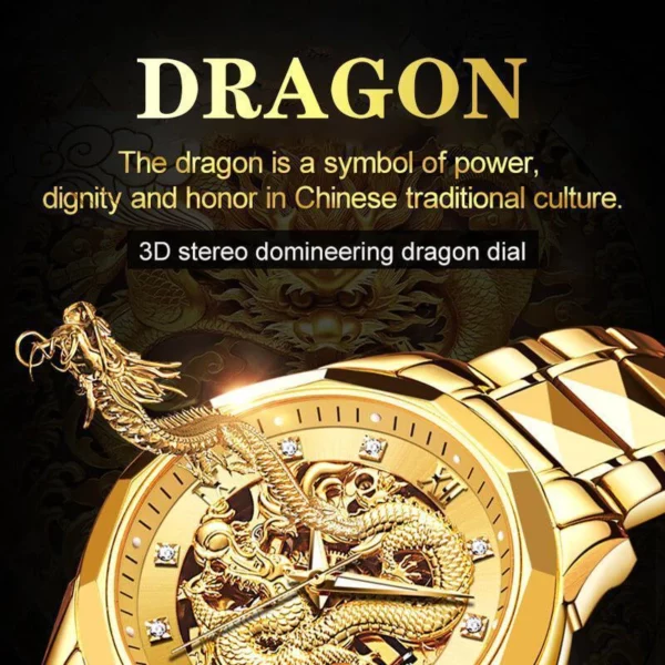 ✨PROMOZIONE FESTA DEL PAPÀ - 50% DI SCONTO✨OROLOGIO GOLDEN DRAGON IN RILIEVO