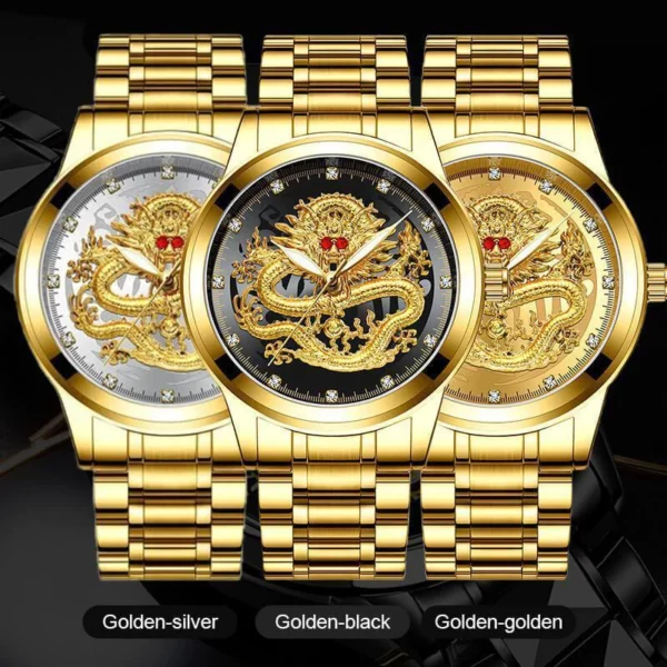 ✨PROMOZIONE FESTA DEL PAPÀ - 50% DI SCONTO✨OROLOGIO GOLDEN DRAGON IN RILIEVO