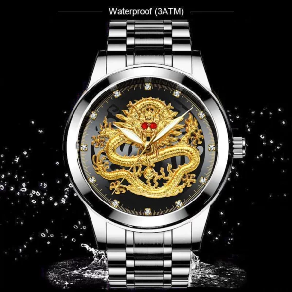 ✨VATTERTAGSAKTION – 50 % RABATT✨GEPRÄGTE GOLDENE DRACHEN-UHR