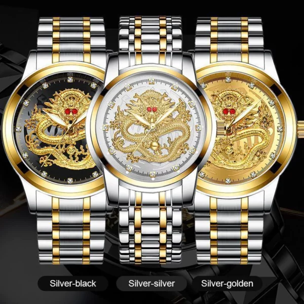 ✨VATTERTAGSAKTION – 50 % RABATT✨GEPRÄGTE GOLDENE DRACHEN-UHR