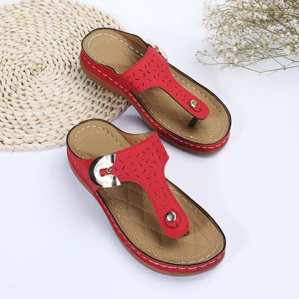 2022 Summer New Fraen Metal Dekor Feature Muster Wedge Flip-Flops