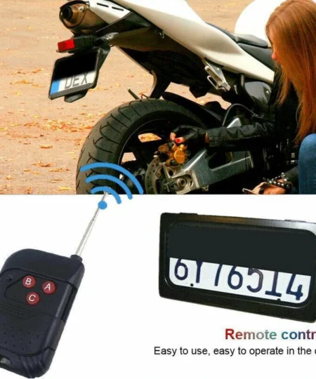 USA Motorcycles Roller Shutter License Plate Frame w/ Remote