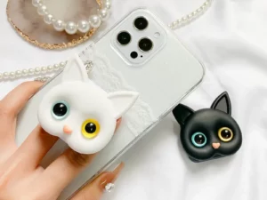 3D Cute Kitten Phone Holder with mini Mirror