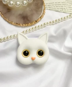 3D Cute Kitten Phone Holder na may mini Mirror