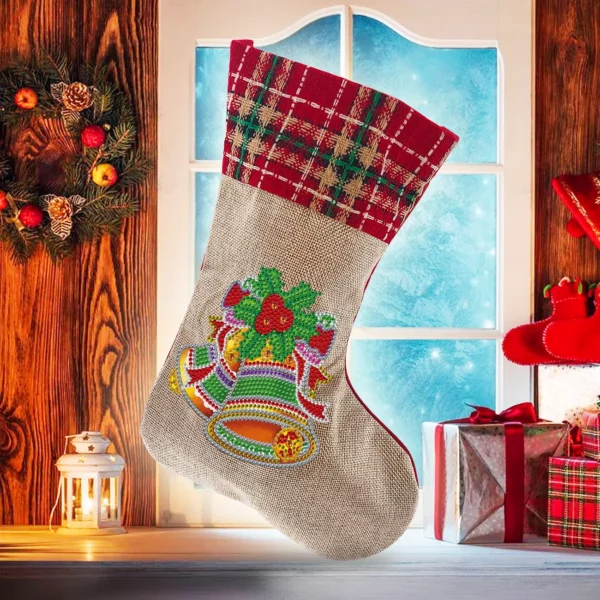 5D-Diamantmalerei-Weihnachtsstrass-Socken-Stickerei-Mosaik-Geschenktüte