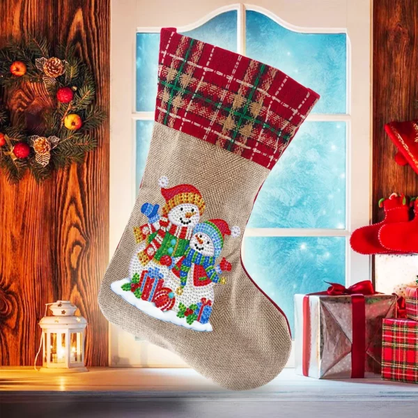 5D-Diamantmalerei-Weihnachtsstrass-Socken-Stickerei-Mosaik-Geschenktüte