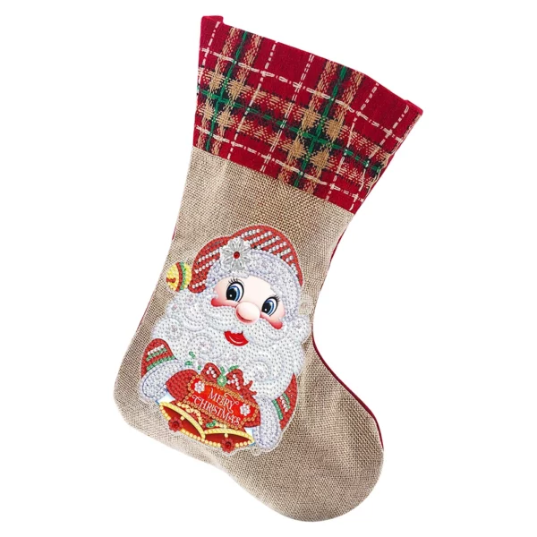 5D Diamond Painting Xmas Rhinestone Sock Embroidery խճանկար Նվեր պայուսակ