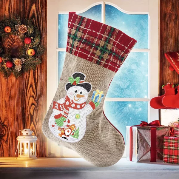 5D-Diamantmalerei-Weihnachtsstrass-Socken-Stickerei-Mosaik-Geschenktüte