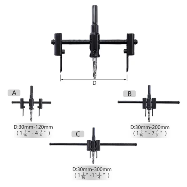 Adjustable Hole Saw Cutter Circle Drill Bit Tool