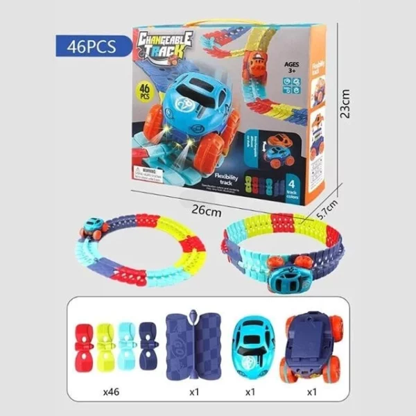 CHANGEABLE TRACK WITH LED LIGHT-UP RACE CAR