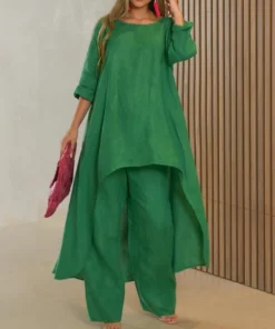 Casual Solid Color Two-Piece Set