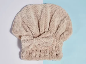 Coral Velvet Cute Bow Bath Cap