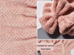 Coral Velvet Cute Bow Bath Cap