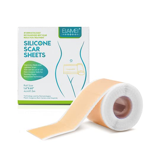 ELAIMEI™ Medical Soft Silicone Gel Tape សម្រាប់បំបាត់ស្លាកស្នាម (1.6” x 60”)