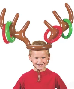 Inflatable Santa Funny Reindeer Antler Hat Ring Toss Christmas Holiday Party Game