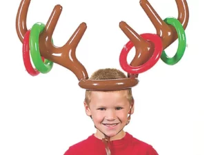 Inflatable Santa Funny Reindeer Antler Hat Ring Toss Christmas Holiday Party Game