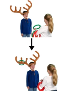 Inflatable Santa Funny Reindeer Antler Hat Ring Toss Christmas Holiday Party Game