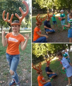 გასაბერი სანტა სასაცილო Reindeer Antler Hat Ring Toss Christmas Holiday Party Game
