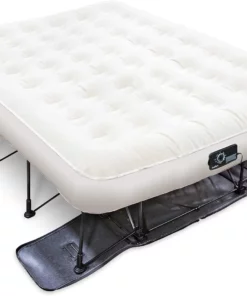 Ivation EZ-Bed (Queen) ايئر گدائي فريم ۽ رولنگ ڪيس سان، سيلف انفلٽيبل، بلو اپ بيڊ