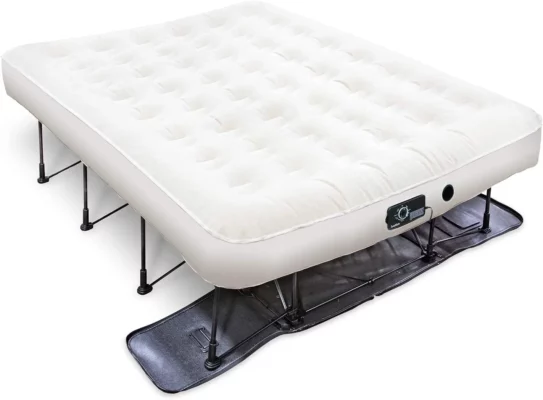 Ivation EZ-Bed (Queen) Air Mattress with Frame & Rolling Case, Self Inflatable, Blo Up Bed