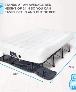 Ivation EZ-seng (dronning) luftmadrass med ramme og rullekoffert, selvoppblåsbar, oppblåst seng