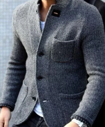 MEN'S RETRO GREY KNITTED JACKET