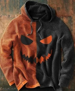 Mens-Waffle-Two-Tone-Print-Long-Sleeve-Loose-Sweatshirt