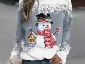 Multicolor Snowman Print Christmas Sweatshirt