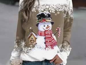 Multicolor Snowman Print Christmas Sweatshirt