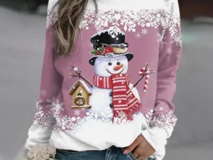 Multicolor Snowman Print Christmas Sweatshirt