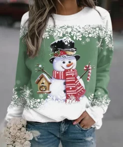 Multicolor Snowman Print Christmas Sweatshirt