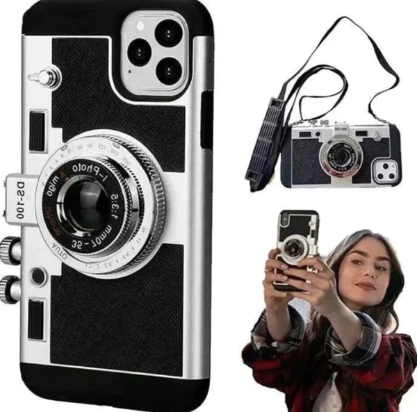 Paris 3D Retro Camera Case ស្បែក PU