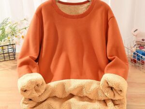 Unisex Casual Cotton Round Neck Sweatshirt Fleece Sweater