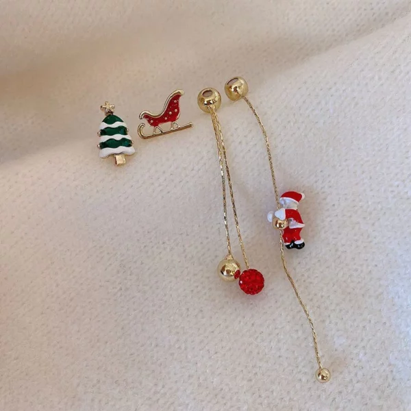 Anting Pohon Natal Santa Claus Memanjat Emas 14K