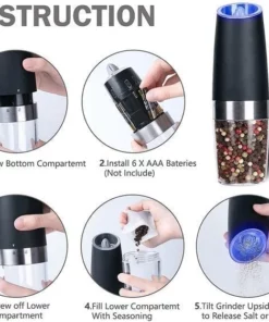 Automatic Electric Gravity Induction Salt and Pepper Grinder