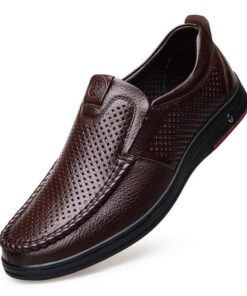 DRESSYE Mens Genuine Leather Soft Insole Casual Business Slip On Loafers