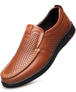 DRESSYE Mens Genuine Leather Soft Insole Casual Business Slip On Loafers