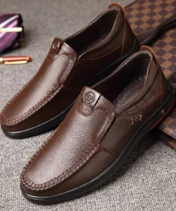 DRESSYE Mens Genuine Leather Soft Insole 캐주얼 비즈니스 슬립온 로퍼