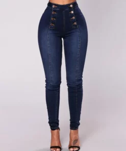 Double Breasted High Waist Skinny Jeans