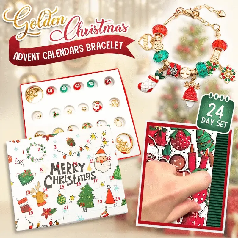 Golden Christmas Advent Calendars Accessories Set
