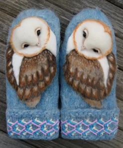 Hand Knitted Nordic Mittens with Owls